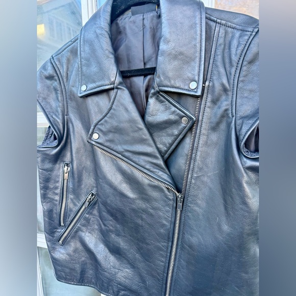 Saturdays by Kate Spade Leather Biker Vest szL - Picture 6 of 11